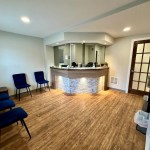 Inside seating area and front desk